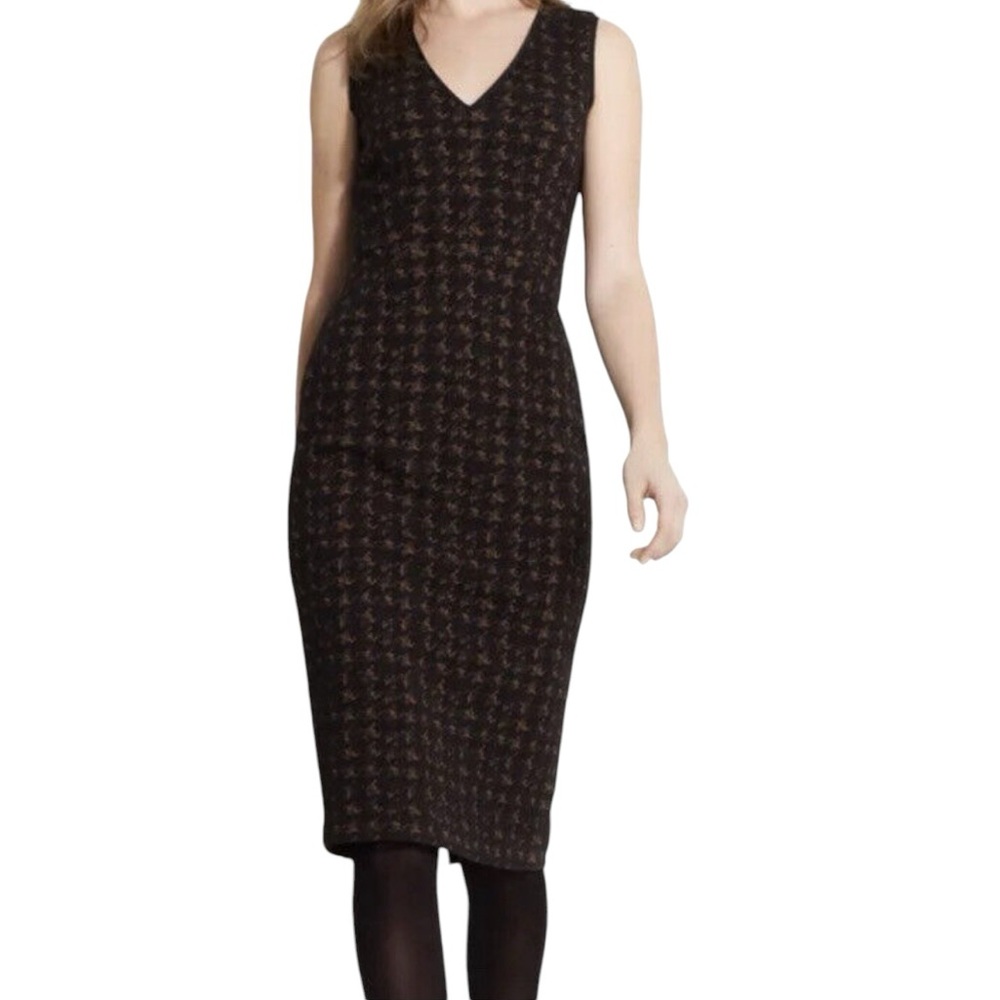 Lida Baday 🇨🇦 wool blend v-neck sheath midi dress size 10 excellent condition